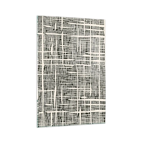 Impression sur verre - Image sur verre - Un motif géométrique ressemblant à une grille sur un fond clair - 70x100cm - Composition tissée - Décoration murale moderne pour le salon et la chambre ARTTOR