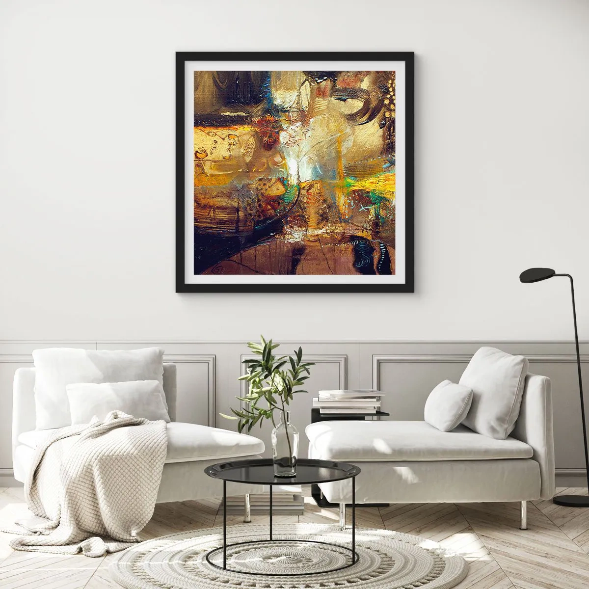 Affiche dans un cadre noir - Poster - Froid, tiède, chaud - 30x30 cm