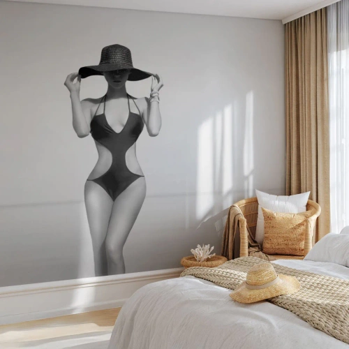 Papier Peint Photo Premium Sand - Mon prénom? Élégance - Femme, Plage, Mode - 150x105 cm