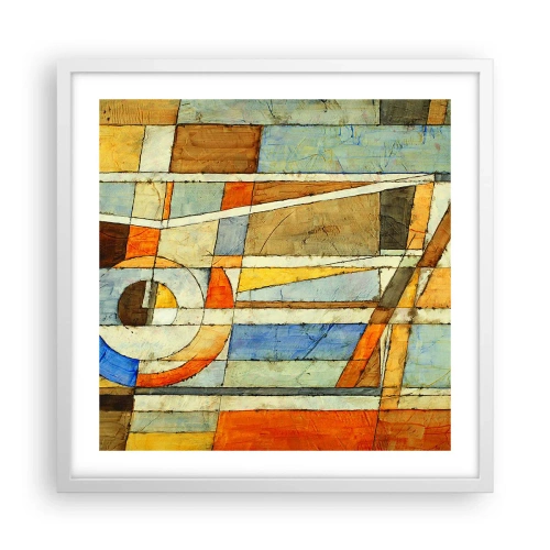 Affiche dans un cadre blanc - Poster - Cubisme sur le chantier - 50x50 cm