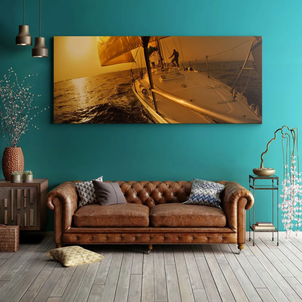 Impression sur toile - Image sur toile - Une soirée en por après une journée haute en couleurs - 100x40 cm