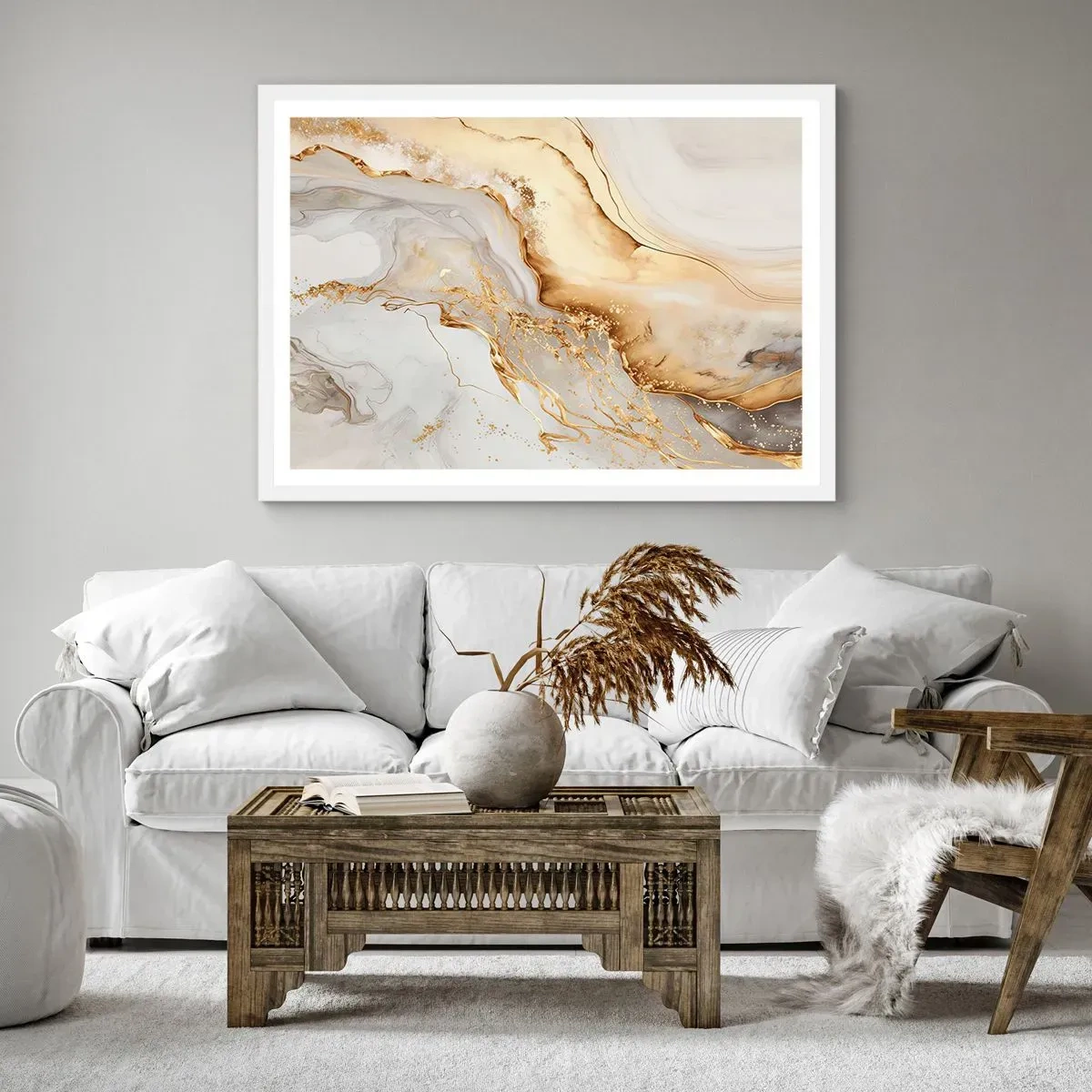 Affiche dans un cadre blanc - Poster - Abstraction : beauté et bonté - 40x30 cm