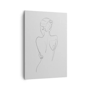 Impression sur toile - Image sur toile - Une ligne de contour montrant une silhouette féminine sur un fond clair - 70x100cm - Musique corporelle - Décoration murale moderne pour le salon et la chambre ARTTOR