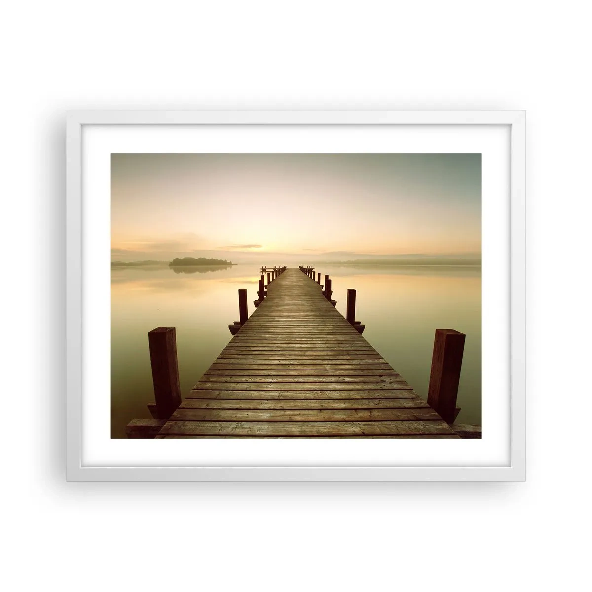 Affiche dans un cadre blanc - Poster - L'aube, les premières lueurs, le jour - 50x40 cm