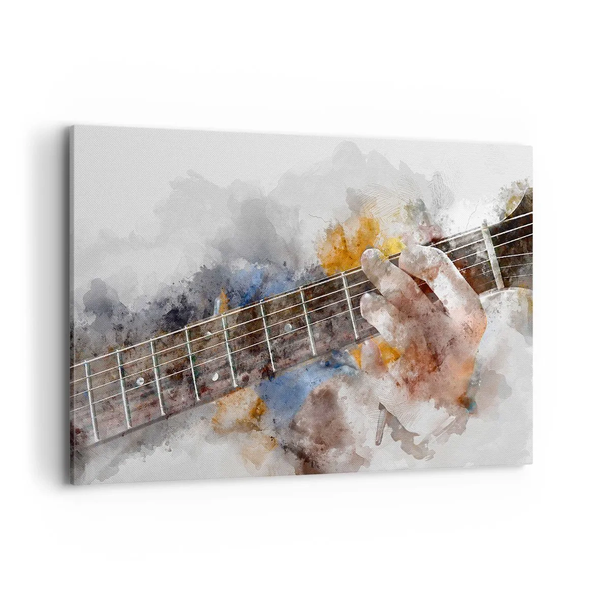 Impression sur toile - Image sur toile - Image abstraite d'une main jouant de la guitare - 120x80cm - La poésie entre les cordes - Décoration murale moderne pour le salon et la chambre ARTTOR
