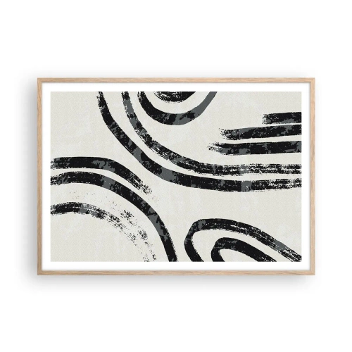 Affiche dans un chêne clair - Poster - À moitié arrêté - 100x70 cm