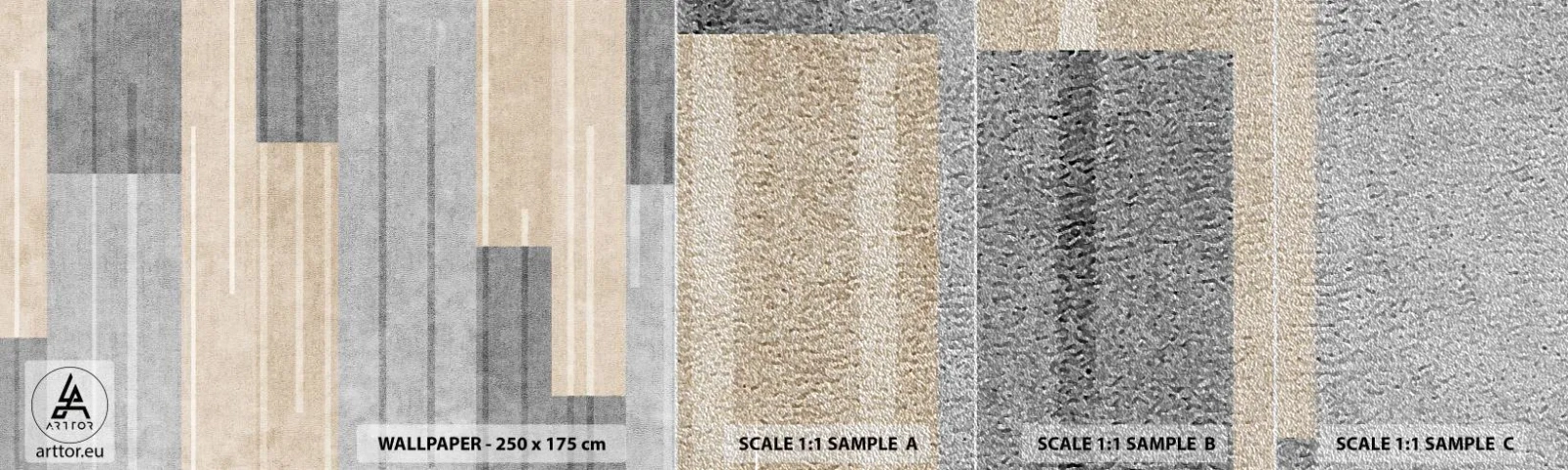 Échantillon de Papier Peint Premium Sand - Composition : se tenir droit - Abstraction, Lignes, Pastel - 100x30 cm
