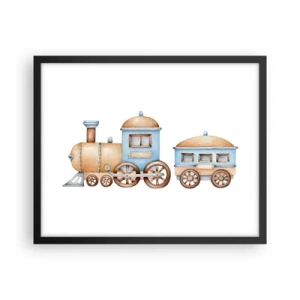 Affiche dans un cadre noir - Poster - Il est à la gare... - 50x40 cm