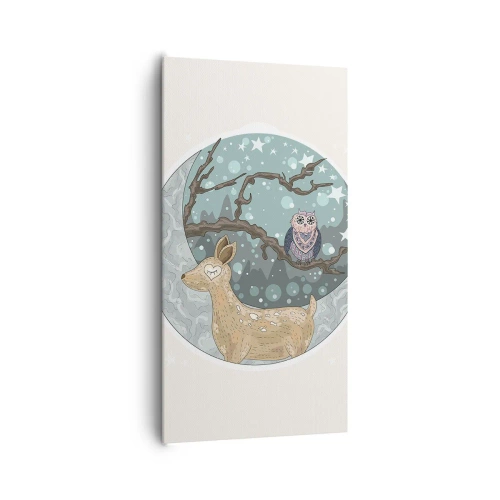 Impression sur toile - Image sur toile - Une nuit de conte de fées en forêt  - 65x120 cm