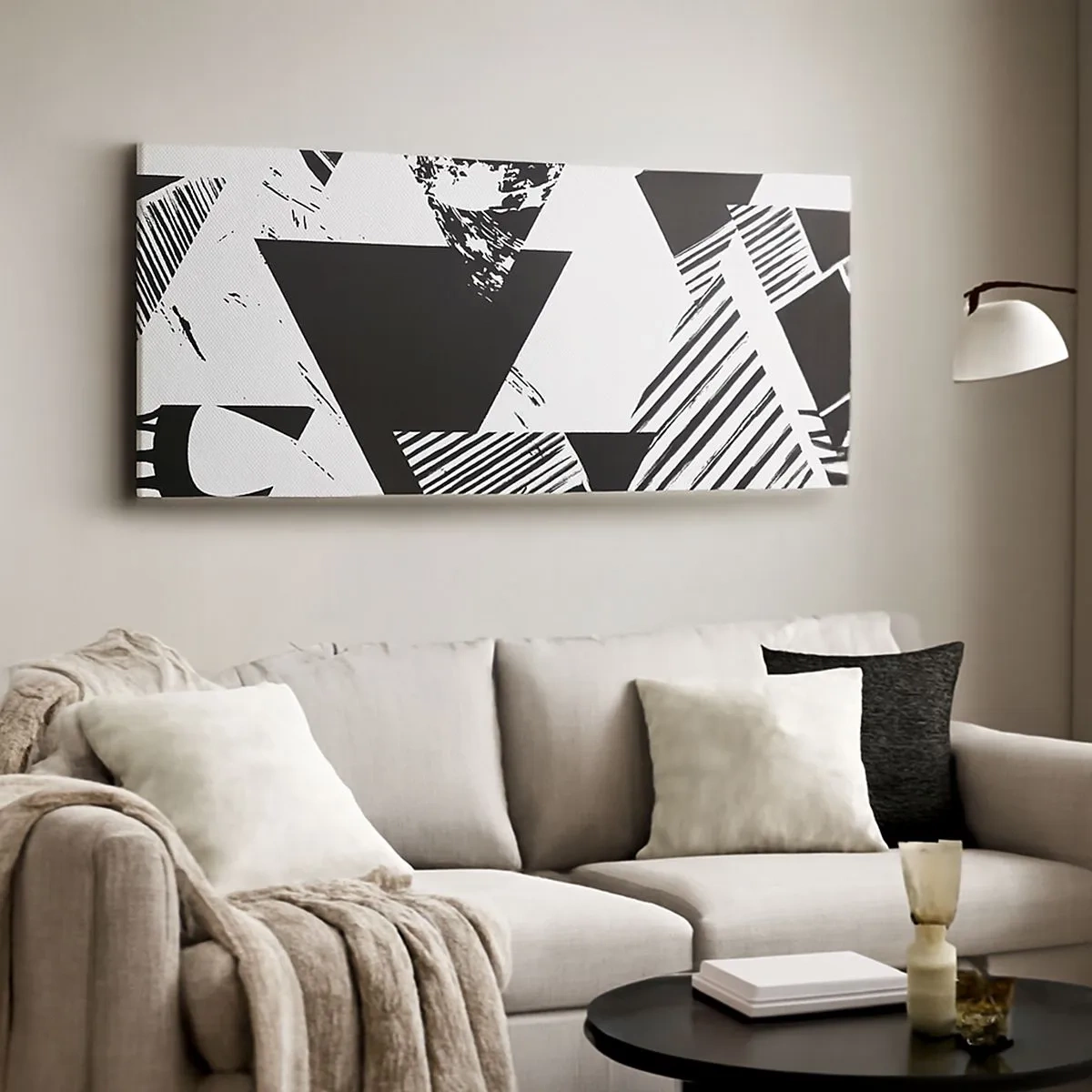 Impression sur toile - Image sur toile - Pluie de triangles - 100x40 cm