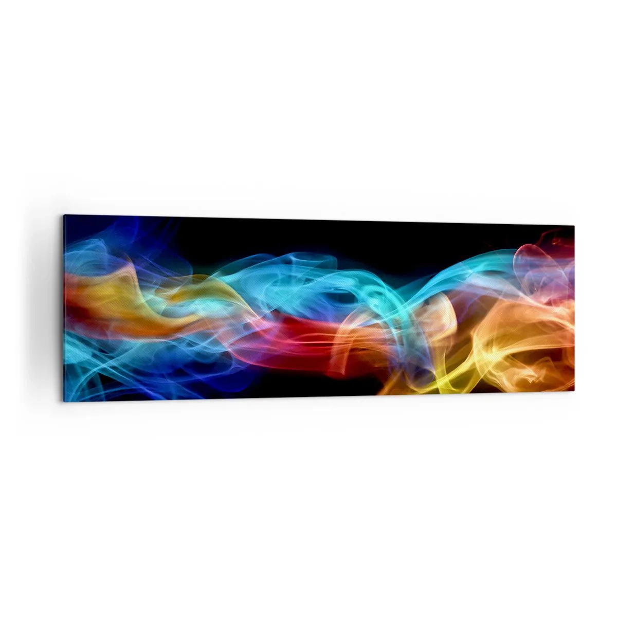 Impression sur toile - Image sur toile - Fumée colorée sur fond noir - 160x50cm - Danse arc-en-ciel du brouillard - Décoration murale moderne pour le salon et la chambre ARTTOR