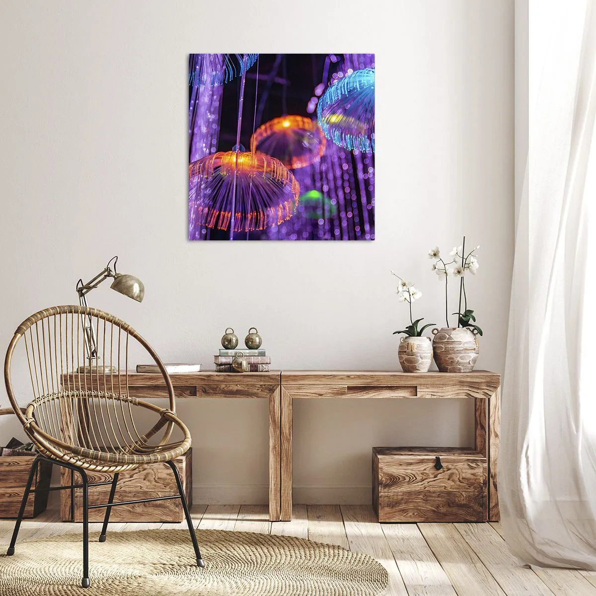 Impression sur toile - Image sur toile - Fontaine lumineuse - 50x50 cm