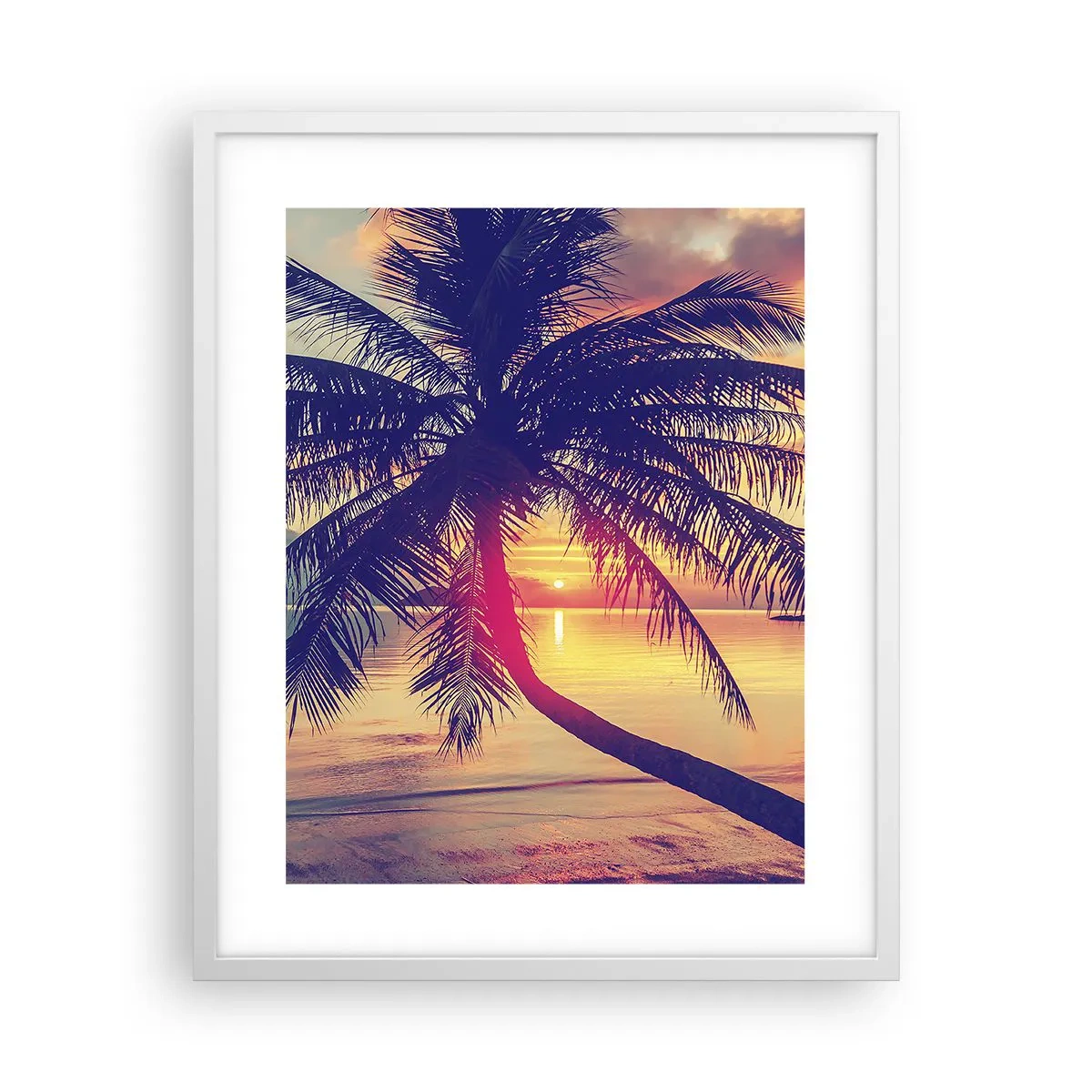 Affiche dans un cadre blanc - Poster - Soirée sous les palmiers - 40x50 cm
