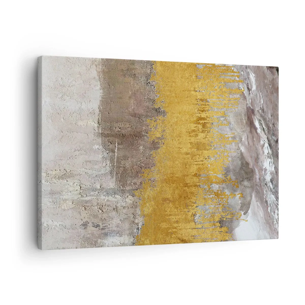 Impression sur toile - Image sur toile - Motif abstrait doré et beige - 70x50cm - Une explosion d'or - Décoration murale moderne pour le salon et la chambre ARTTOR