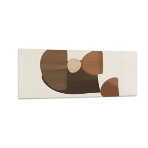 Impression sur verre - Image sur verre - Composition abstraite dans les tons marron et beige - 140x50cm - Composition de marrons - Décoration murale moderne pour le salon et la chambre ARTTOR