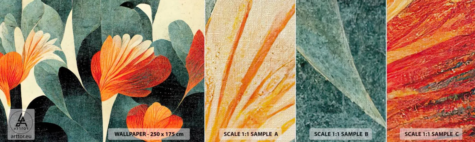 Échantillon de Papier Peint Premium Canvas - La chaleur des tropiques et la fraîcheur de la verdure - Botanique, Bohème, Grunge - 100x30 cm