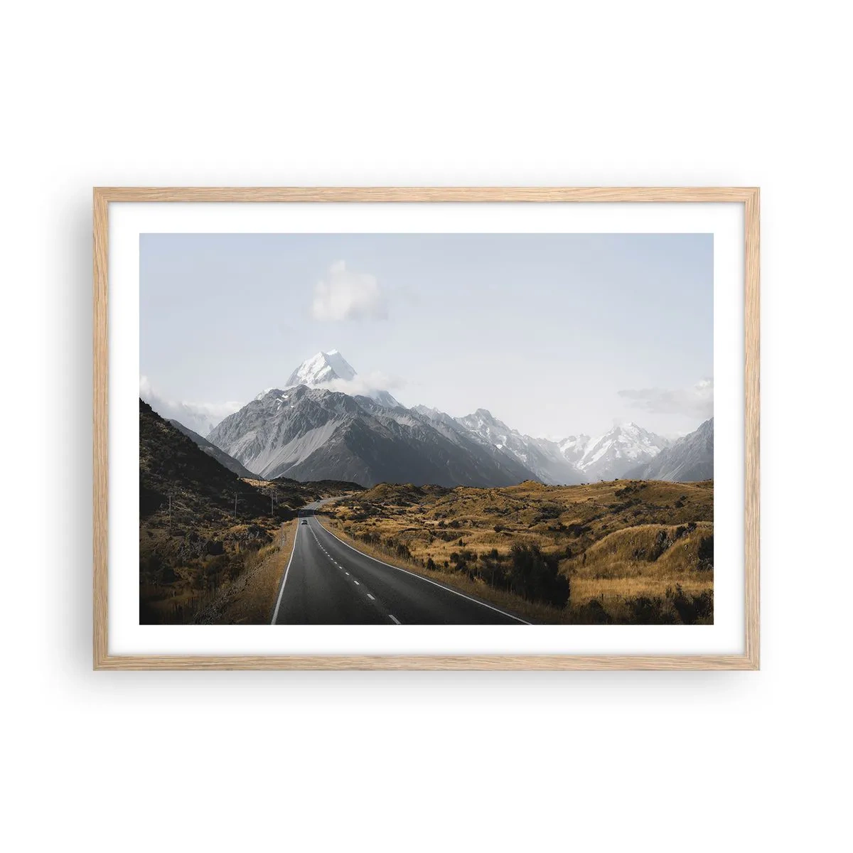 Affiche dans un chêne clair - Poster - Chemin vers le coeur de la montagne - 70x50 cm