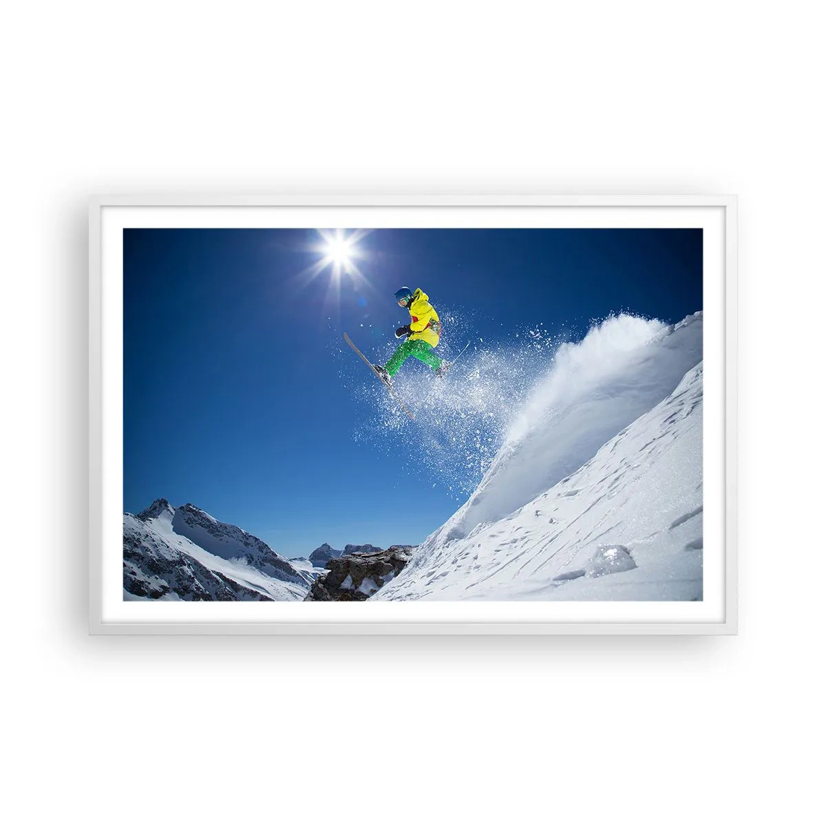 Affiche dans un cadre blanc - Poster - Danse avec les montagnes - 91x61 cm