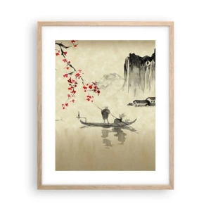 Affiche dans un chêne clair - Poster - Au pays des cerisiers en fleurs - 40x50 cm