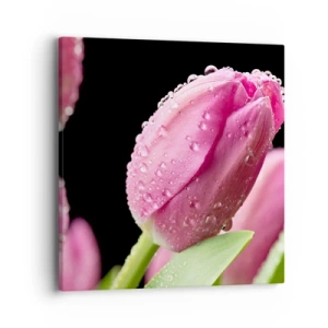 Impression sur toile - Image sur toile - Rêve de lilas dans la rosée - 40x40 cm
