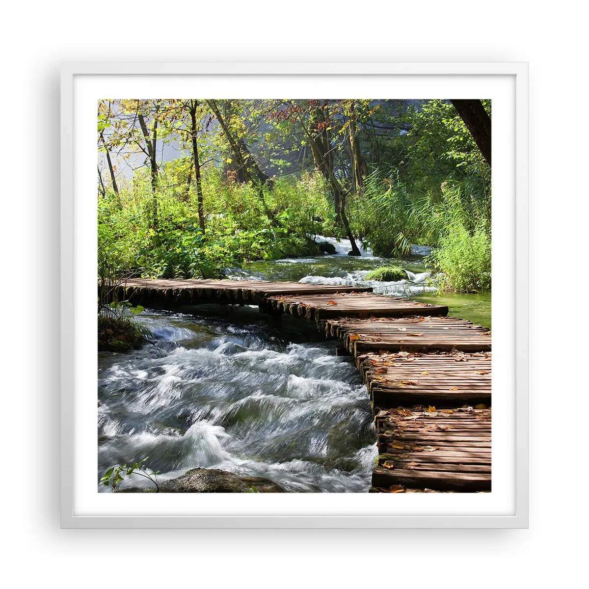 Affiche dans un cadre blanc - Poster - Au-dessus de la cascade mousseuse - 60x60 cm