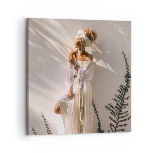 Impression sur toile - Image sur toile - Le soleil et la fille - 70x70 cm
