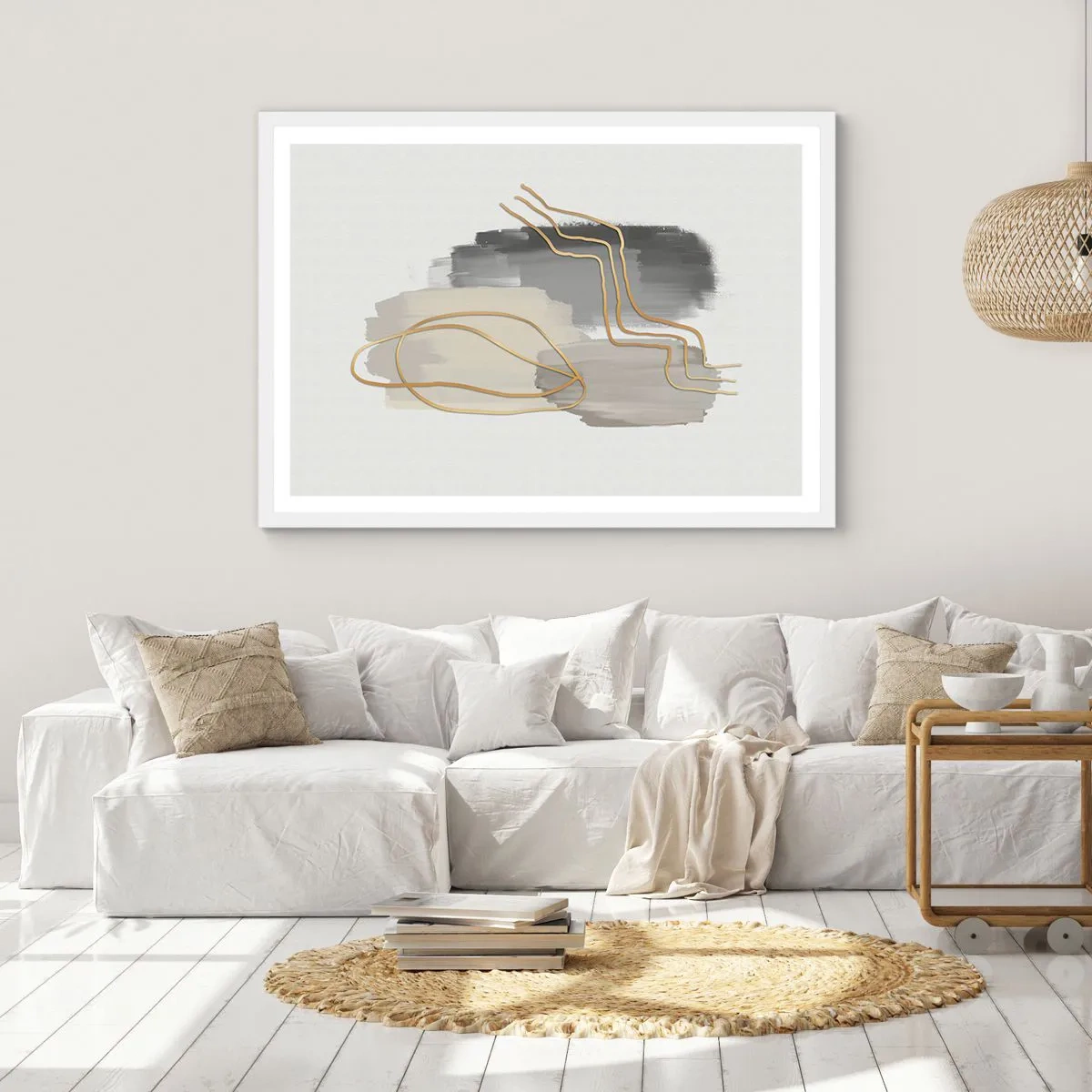 Affiche dans un cadre blanc - Poster - Durée et mouvement - 100x70 cm