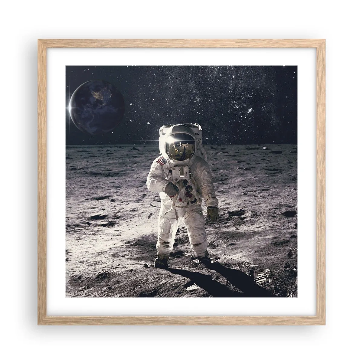 Affiche dans un chêne clair - Poster - Salutations de la lune - 50x50 cm