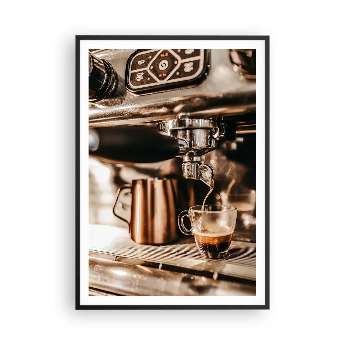 Affiche dans un cadre noir - Poster - Lueur de café - 70x100 cm