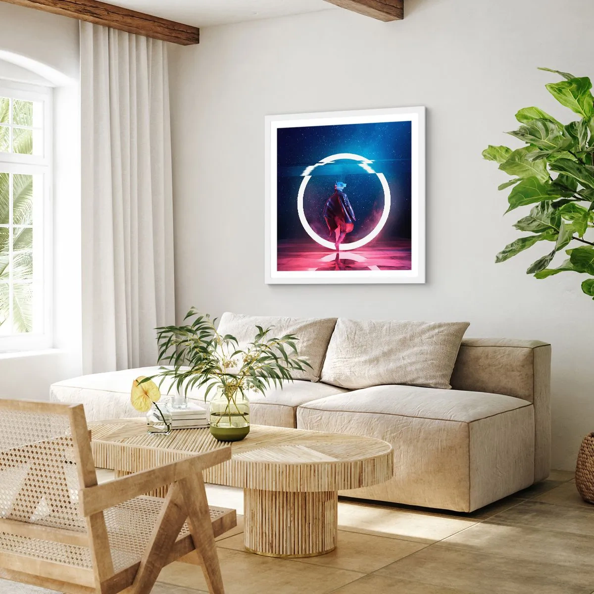 Affiche dans un cadre blanc - Poster - Entre deux mondes - 60x60 cm