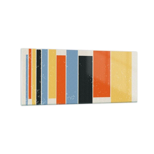 Impression sur verre - Image sur verre - Des rectangles colorés dans un arrangement moderne - 120x50cm - Notation musicale - Décoration murale moderne pour le salon et la chambre ARTTOR