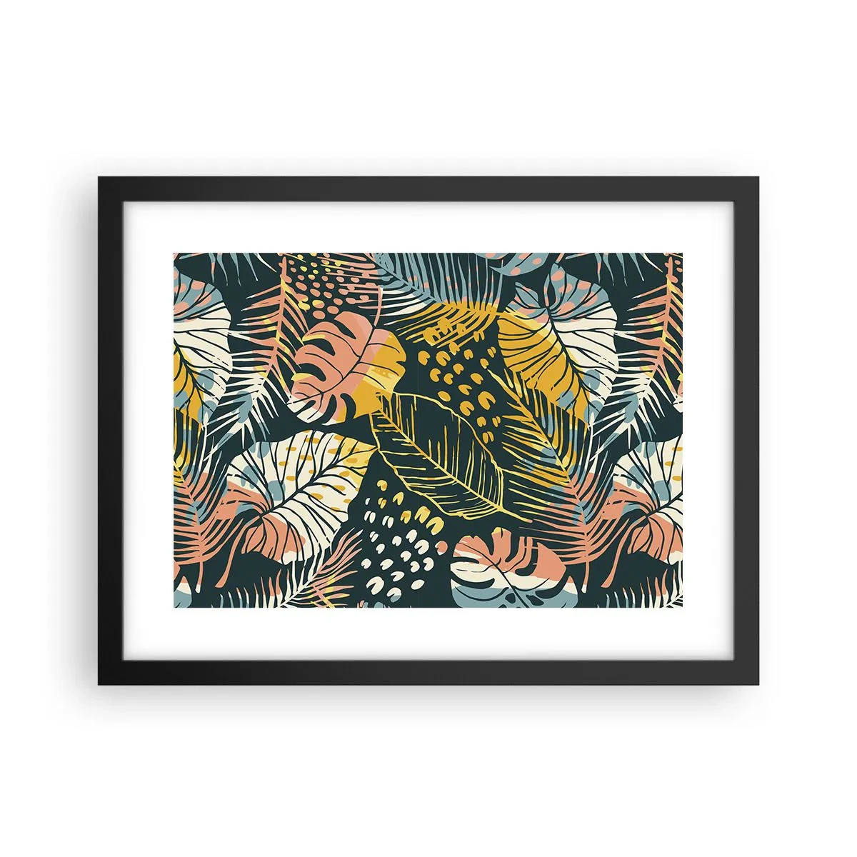 Affiche dans un cadre noir - Poster - Fantaisie feuillue - 40x30 cm