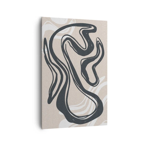 Impression sur toile - Image sur toile - Lignes abstraites dans des tons sombres sur fond beige - 80x120cm - Expression multipliée - Décoration murale moderne pour le salon et la chambre ARTTOR
