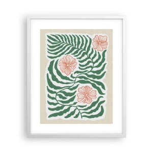 Affiche dans un cadre blanc - Poster - Fleurit en vert - 40x50 cm
