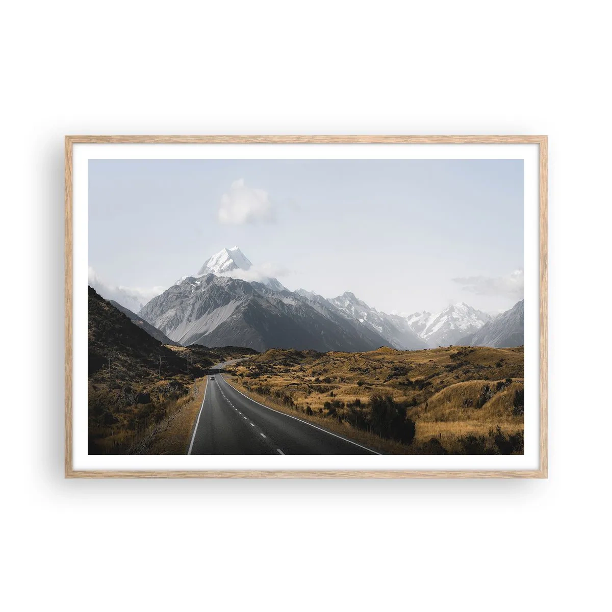 Affiche dans un chêne clair - Poster - Chemin vers le coeur de la montagne - 100x70 cm
