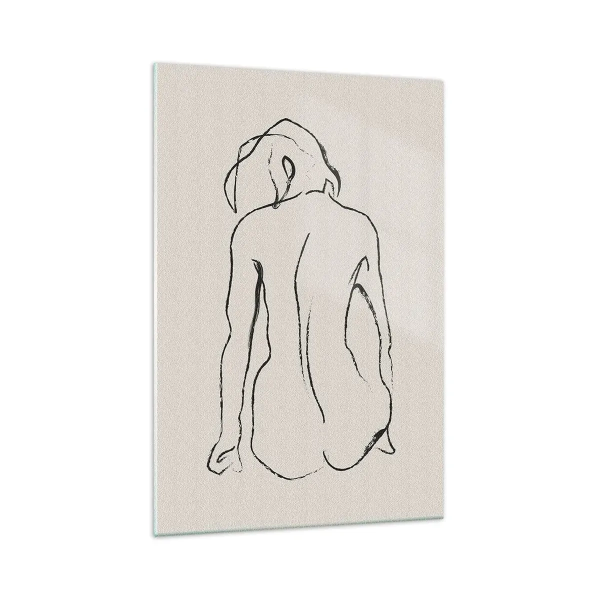Impression sur verre - Image sur verre - Un croquis subtil de la silhouette d'une fille de dos - 70x100cm - Femme nue - Décoration murale moderne pour le salon et la chambre ARTTOR