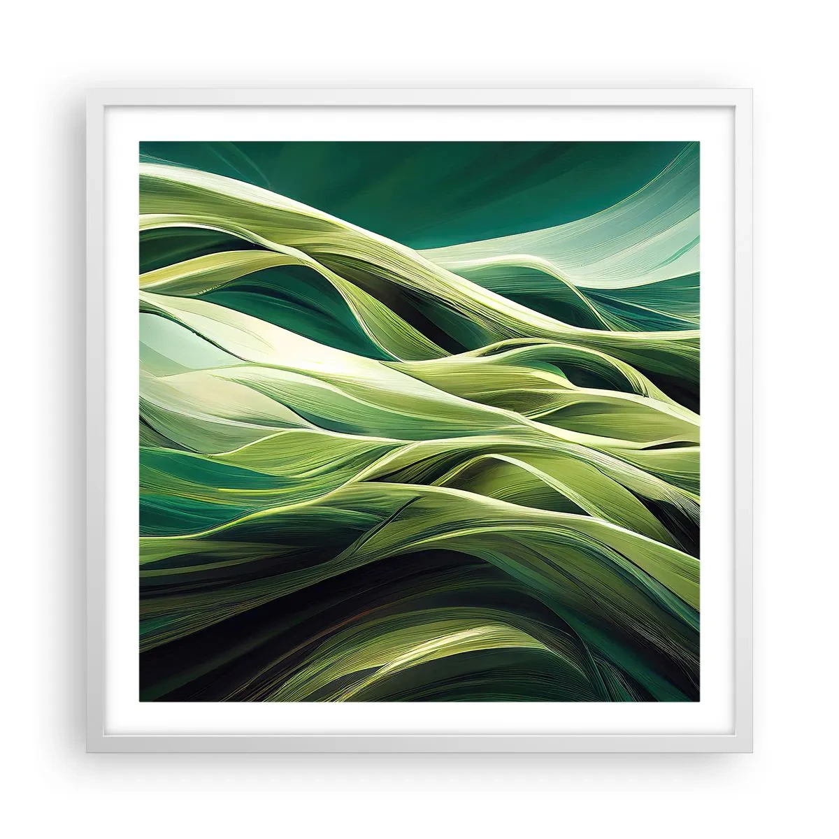 Affiche dans un cadre blanc - Poster - Jeu de vert abstrait - 60x60 cm