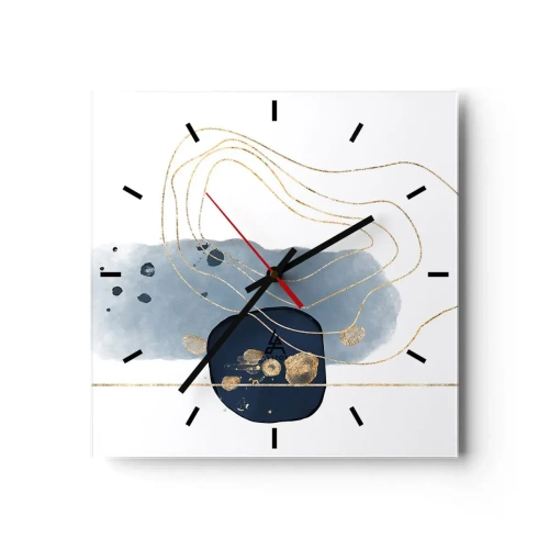 Horloge murale - Pendule murale - Fantaisie bleu et or - 40x40 cm