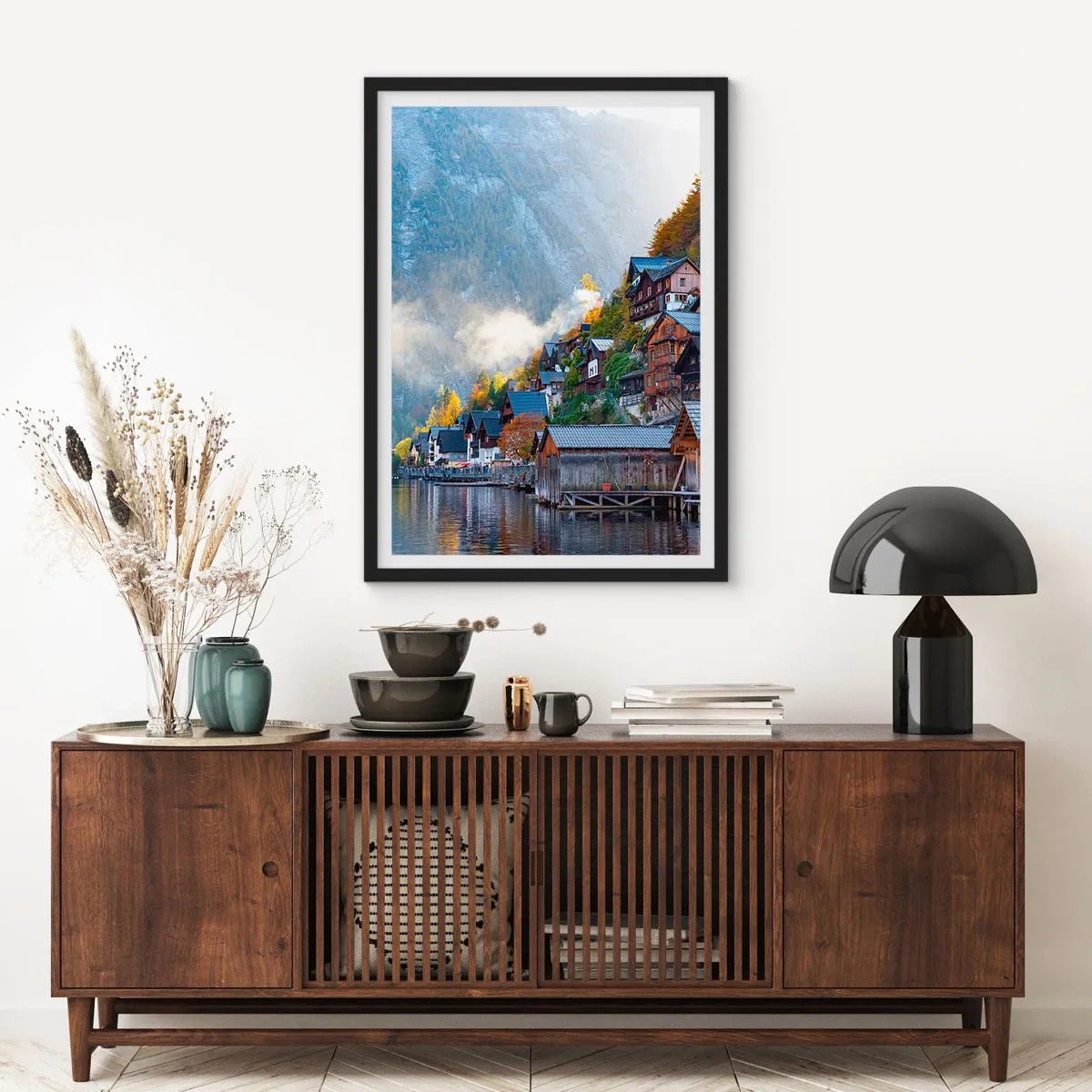 Affiche dans un cadre noir - Poster - Ambiance alpine - 61x91 cm