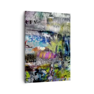 Impression sur toile - Image sur toile - Collage abstrait avec texte et couleurs variées - 50x70cm - Collage de souvenirs - Décoration murale moderne pour le salon et la chambre ARTTOR