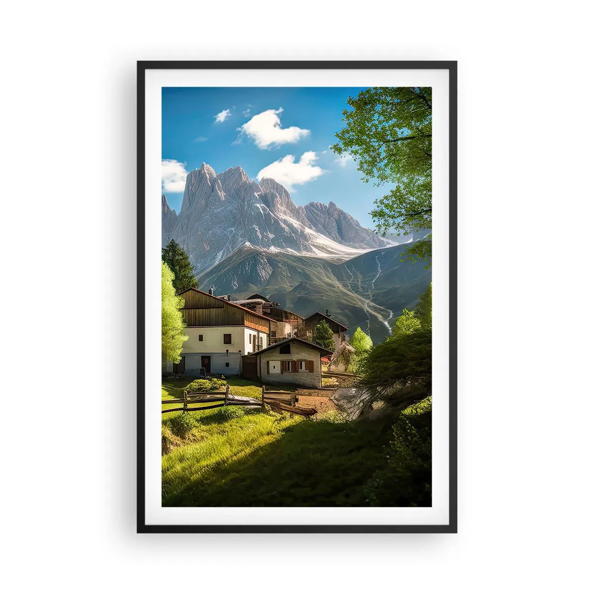 Affiche dans un cadre noir - Poster - Idylle alpine - 61x91 cm