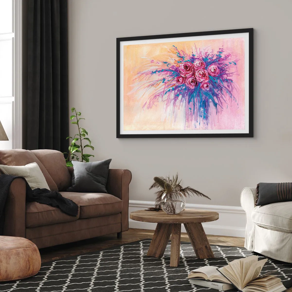 Affiche dans un cadre noir - Poster - Fontaine aux roses - 91x61 cm