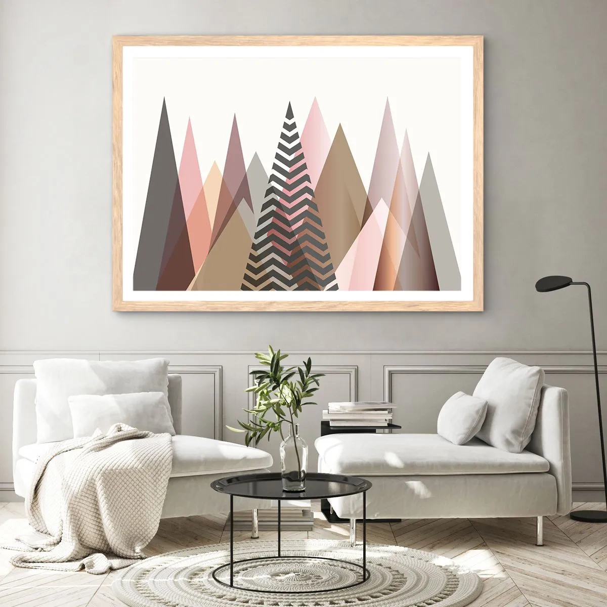 Affiche dans un chêne clair - Poster - Vue pyramidale - 100x70 cm