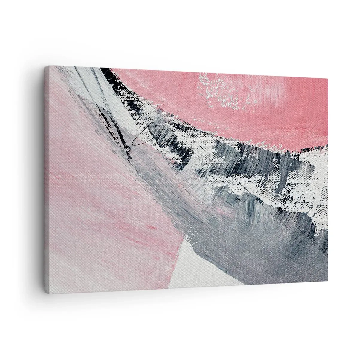 Impression sur toile - Image sur toile - Une composition abstraite dans les tons de rose et de gris. - 70x50cm - Composition assortie - Décoration murale moderne pour le salon et la chambre ARTTOR