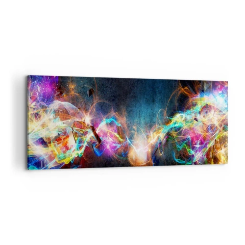 Impression sur toile - Image sur toile - Des éclairs de lumière colorés dans une composition abstraite - 120x50cm - Joyeusement contre l'obscurité - Décoration murale moderne pour le salon et la chambre ARTTOR