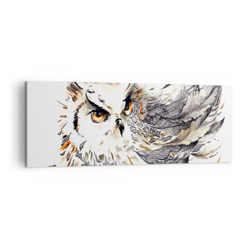 Impression sur toile - Image sur toile - Un hibou aux plumes mystiques sous forme d'aquarelle artistique - 140x50cm - Elle vient du monde de la magie - Décoration murale moderne pour le salon et la chambre ARTTOR