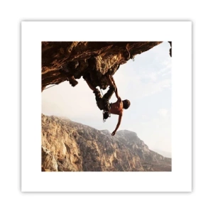 Affiche - Poster - Le monde rétréci dans une main sur une coupe de rocher - 30x30 cm