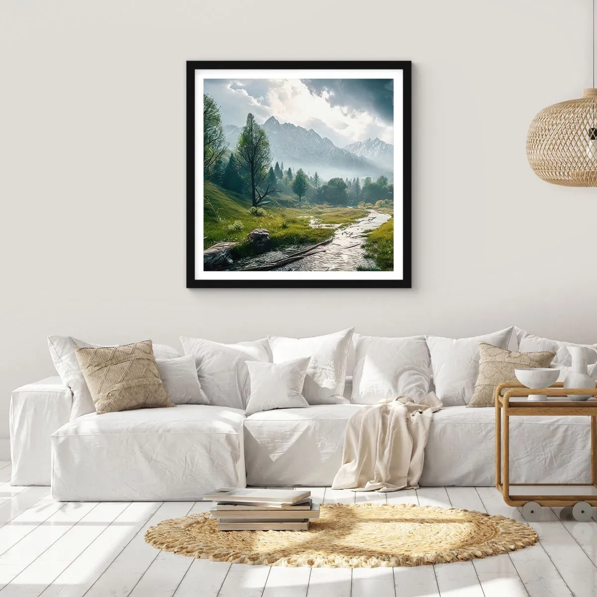 Affiche dans un cadre noir - Poster - Aller et retour - 30x30 cm