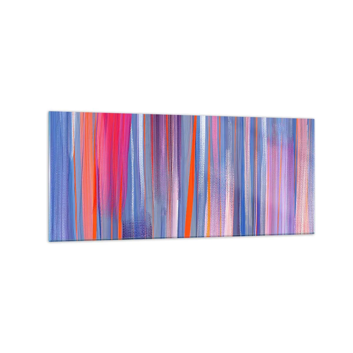 Impression sur verre - Image sur verre - Lignes verticales abstraites dans des tons de bleu et de rose - 120x50cm - Ascension - Décoration murale moderne pour le salon et la chambre ARTTOR