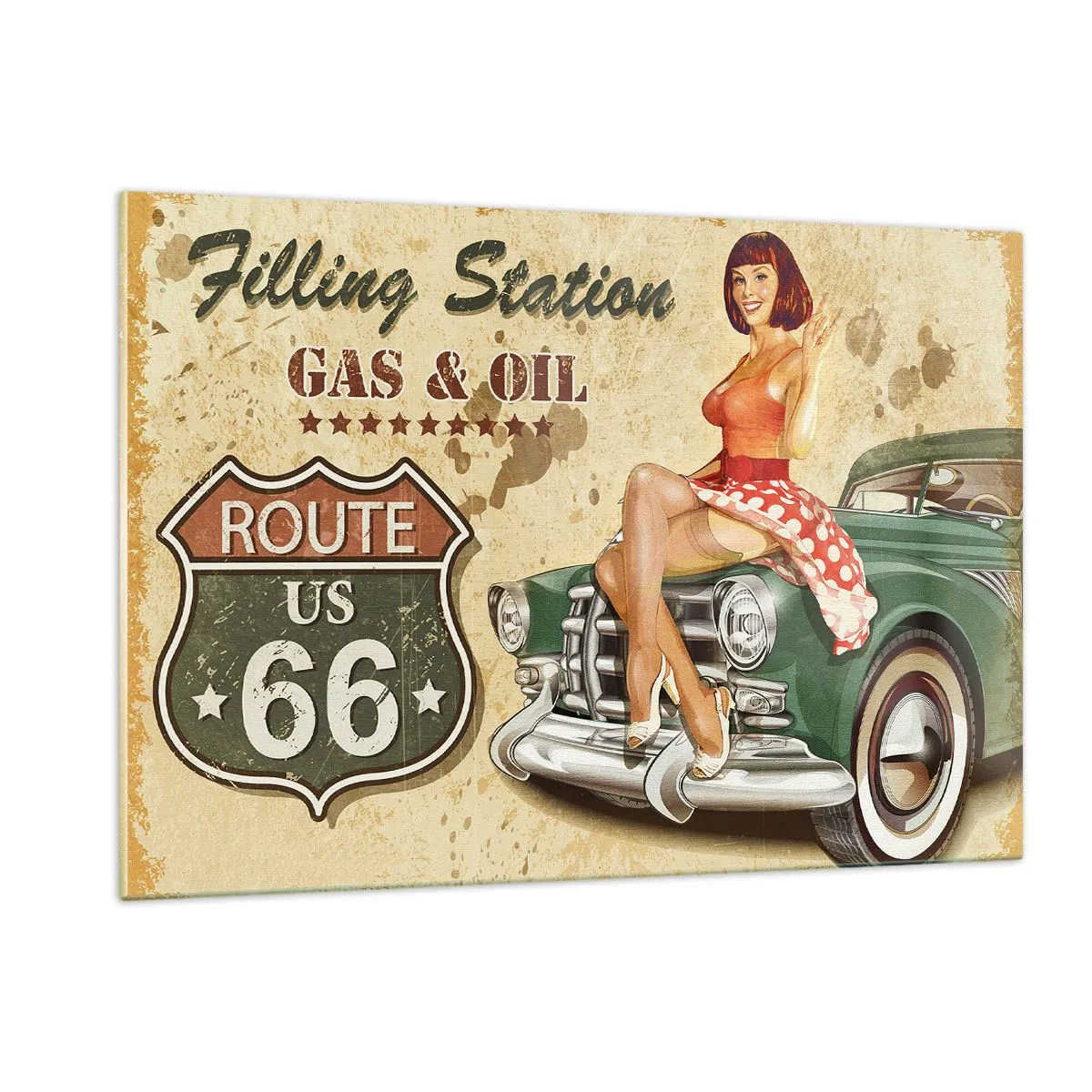 Impression sur verre - Image sur verre - Les merveilleuses années 40 - 120x80cm - Les superbes années 40. - Décoration murale moderne pour le salon et la chambre ARTTOR